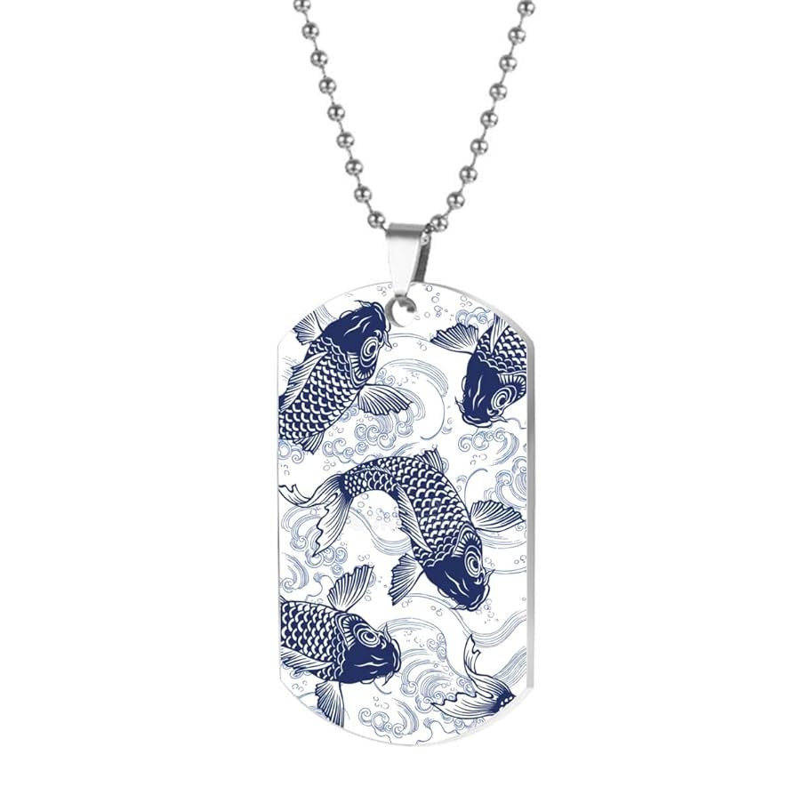 Amazon.co.jp: 鯉柄 和柄 和風 ドッグタグ ネックレス アル